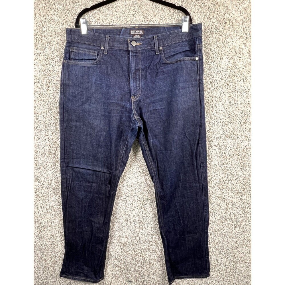 MICHAEL KORS TAILORED FIT MEN'S FIVE POCKET DARK WASHED JEANS SIZE 36/30